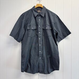 Outlaw Western Wear Plaid Shirt Men XLT Blue Cowboy Pearl Snap Casual Outdoor